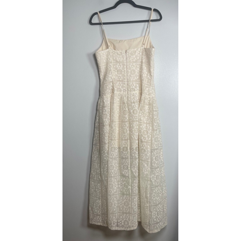 AVEC LES FILLES Cream Geometric Lace Midi Dress Size 10 NEW Feminine Casual - Picture 7 of 10